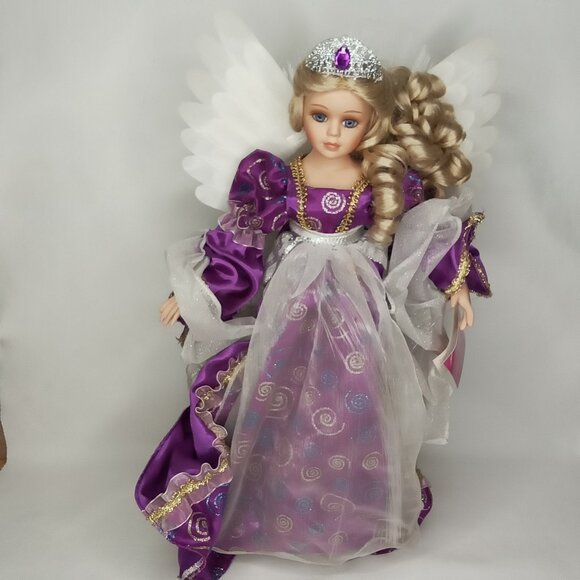 Vintage Christmas Lighted Tree Top Angel & Original Box Queen Of Light 2000s - Picture 3 of 16